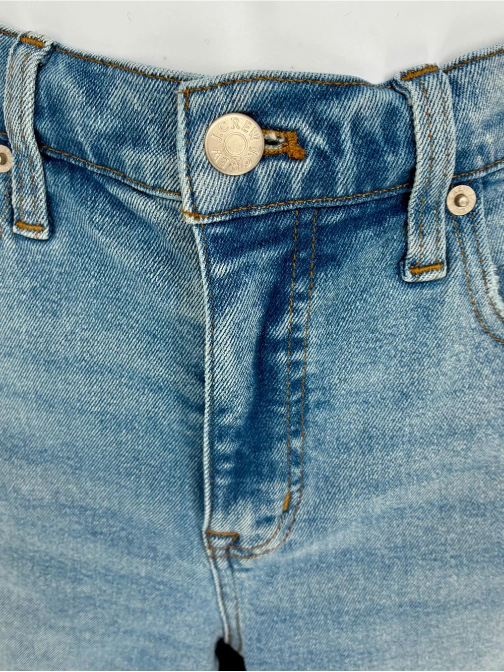 J.Crew Essential Straight High Rise Raw Hem Medium Wash Denim Jeans Size 28